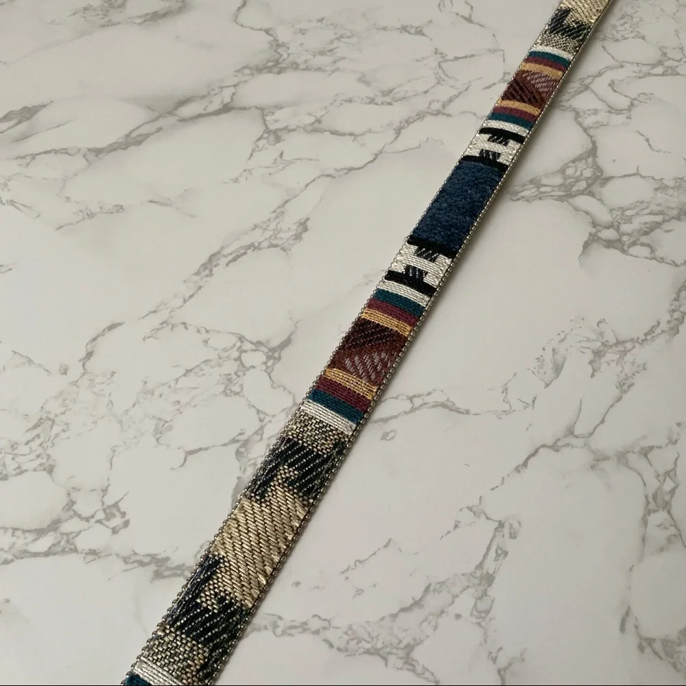 Vintage Elite | Blue Woven Fabric Tapestry Belt - Picture 9 of 11